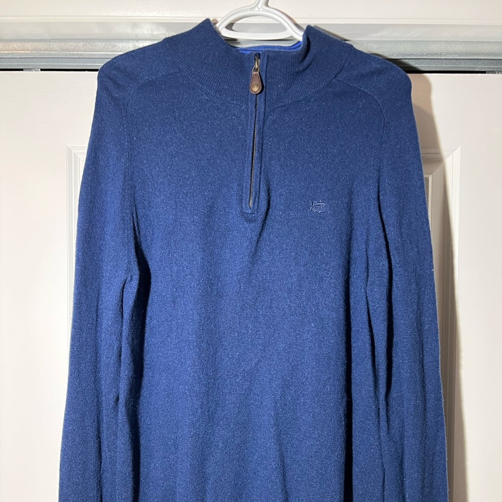 Southern Tide pullover Quarter Zip Navy Merino Wool men’s medium